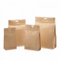 BROWN KRAFT PAPER BOX BOTTOM COFFEE BAGS WITH EURO HOLE 
