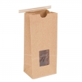 PLA LINED WHITE KRAFT PAPER TIN TIE COFFEE BAG WITH WINDOW 