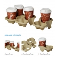 SEPARABLE PULPED PAPER CARRY TRAYS FOR 4 COFFEE 