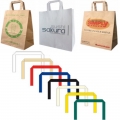 CUSTOM PRINTED WHITE KRAFT PAPER SHOPPING BAG WITH FLAT HANDLE 