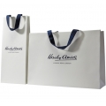 CUSTOM MATT LAMINATED LUXURY PAPER SHOPPING BAG WITH RIBBON HANDLE 